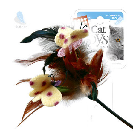 GiGwi Игрушка для кошек Дразнилка с бабочками на стеке – интернет-магазин Ле’Муррр