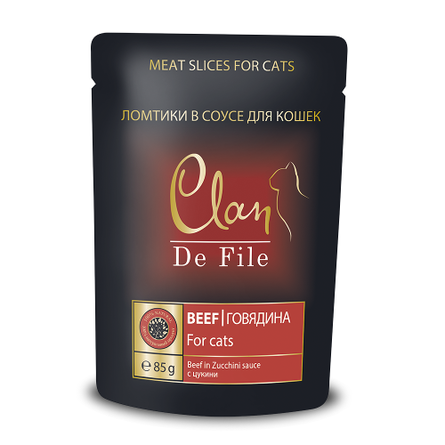 Clan De File Кусочки в соусе для взрослых кошек (с говядиной и цукини) – интернет-магазин Ле’Муррр